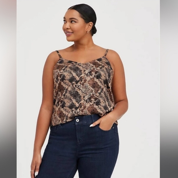 Torrid Ava stretch Snake Print Challis Cami Brown Black 3x - Picture 1 of 10